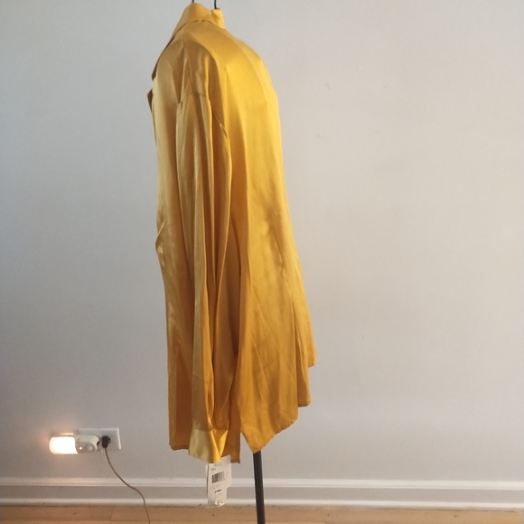 Rena Rowan 100% Silk Gold Button Down Classic Women's Blouse Size 24 - Picture 3 of 6